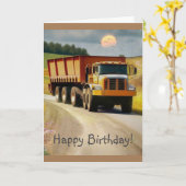 Carte Joyeux Camion de vidage d'anniversaire (Fleur jaune)