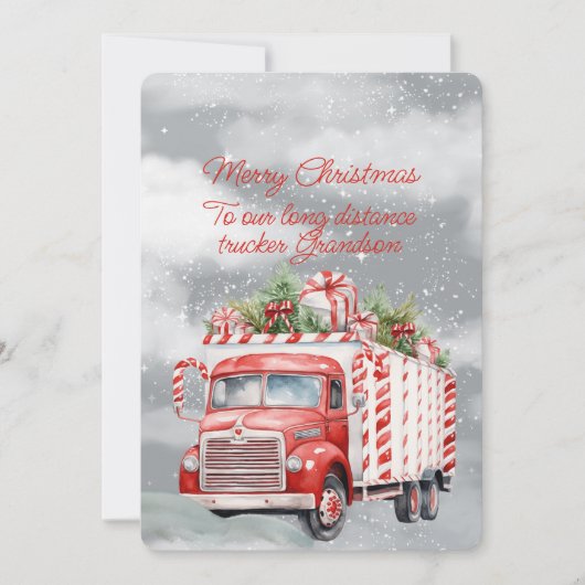 Carte Joyeux Camion longue distance de Noël Grandson (Devant)