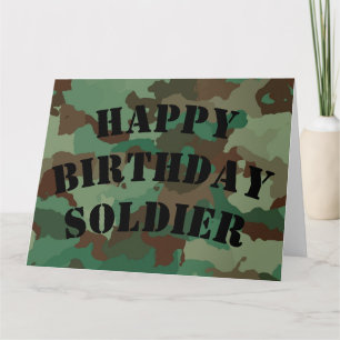 Carte Joyeux Camouflage de soldat d'anniversaire (texte
