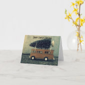 Carte Joyeux Camper Noël Arbre à pinceau (Fleur jaune)