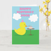 Carte Joyeux canard d'anniversaire (Fleur jaune)