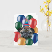 Carte Joyeux carlin d'anniversaire (Fleur jaune)