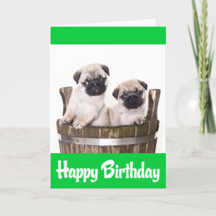Carte Joyeux Carlin d'anniversaire Chiens de marionnette
