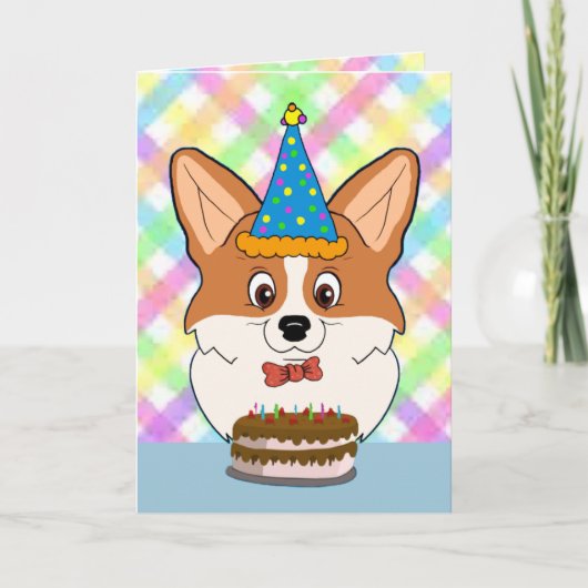 Carte Joyeux Cartoon de Corgi d'anniversaire (Devant)