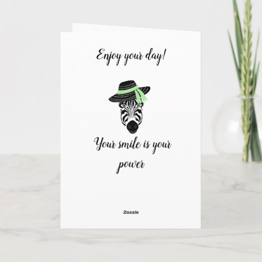 Carte Joyeux casquette d'anniversaire noir et blanc zèbr (Dos)