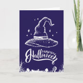 Carte Joyeux Casquette de sorcière Halloween et cimetièr (Devant)