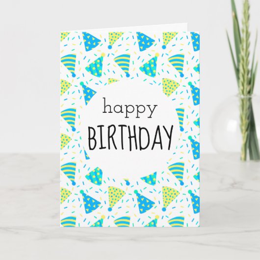 Carte Joyeux Casquettes du Blue Party d'anniversaire (Devant)