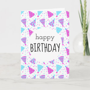 Carte Joyeux Casquettes du Parti rose d'anniversaire