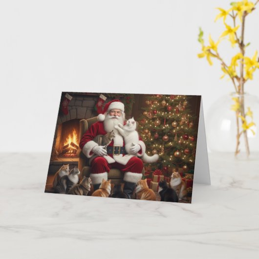 Carte Joyeux Cat-Noël (Fleur jaune)