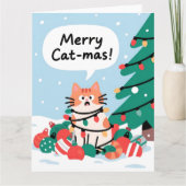 Carte Joyeux Cat-Noël Mignon Drôle Chat Noël (Devant)