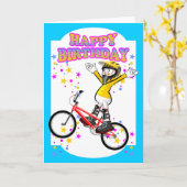 Carte Joyeux cavalier d'anniversaire, courageux et (Fleur jaune)