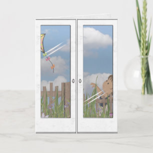 Carte joyeux cerf-volant fille d'anniversaire