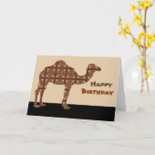 Carte Joyeux chameau d'anniversaire (Fleur jaune)