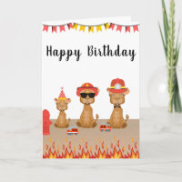 joyeux chameau pompier d'anniversaire gâteau jaune