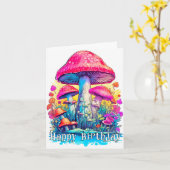 Carte Joyeux champignons magiques d'anniversaire (Fleur jaune)