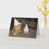 Carte Joyeux Chat d'anniversaire (Fleur jaune)
