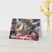 Carte Joyeux Chat d'anniversaire (Fleur jaune)