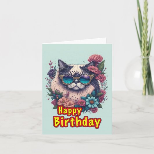 Carte Joyeux Chat d'anniversaire (Devant)