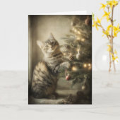 Carte Joyeux Chat de Noël (Fleur jaune)
