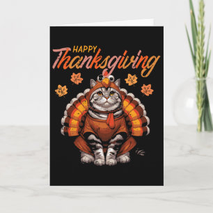 Carte Joyeux chat de Thanksgiving jour de la dinde autom