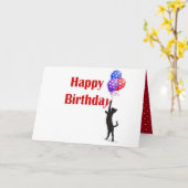 Carte Joyeux chat et ballons d'anniversaire (Fleur jaune)