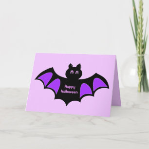 Carte Joyeux Chat noir Halloween sur Violet Salutations