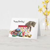 Carte Joyeux chaton d'anniversaire (Fleur jaune)