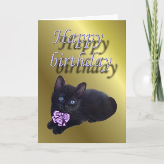 Carte Joyeux chaton noir d'anniversaire (Devant)