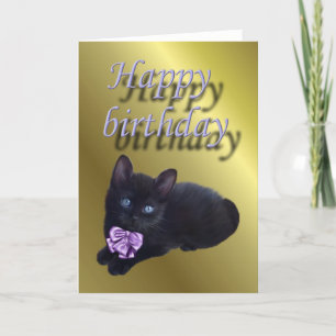 Carte Joyeux chaton noir d'anniversaire