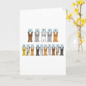 Carte Joyeux chats caricaturaux Bat mitzvah (Fleur jaune)