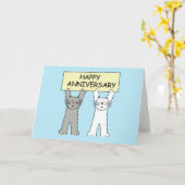Carte Joyeux chats caricaturaux d'anniversaire (Fleur jaune)