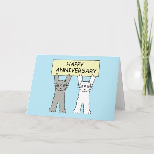Carte Joyeux chats caricaturaux d'anniversaire (Devant)