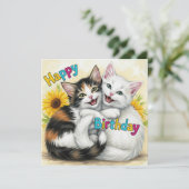 Carte Joyeux Chats d'Accouchement d'Anniversaire (Debout devant)