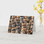 Carte Joyeux Chats d'Anniversaire Du Groupe (Fleur jaune)