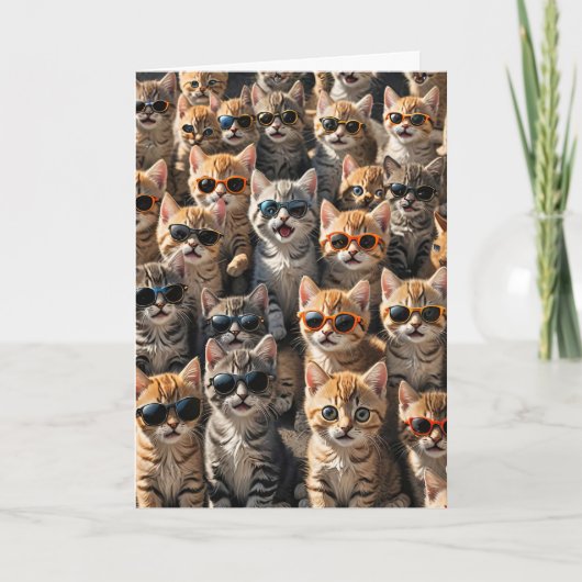 Carte Joyeux Chats d'Anniversaire Du Groupe (Devant)