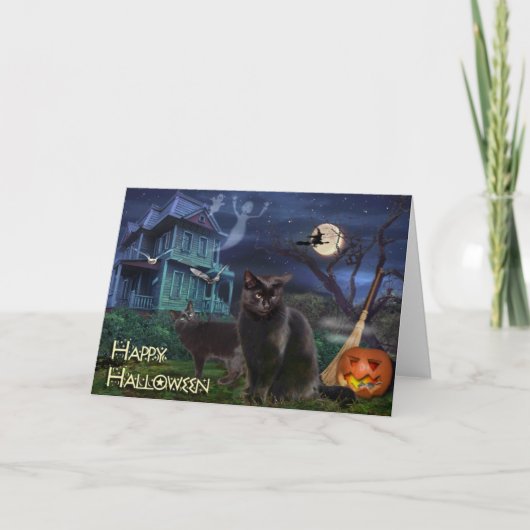 Carte Joyeux chats d'Halloween (Devant)