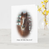 Carte Joyeux Cheval d'anniversaire (Fleur jaune)