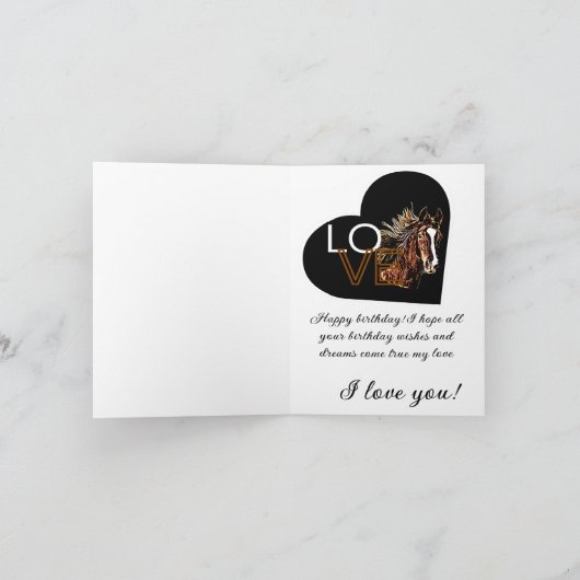 Carte joyeux cheval d'anniversaire (Intérieur)