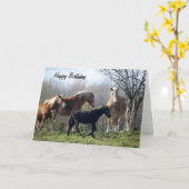 Carte Joyeux Chevaux d'anniversaire (Fleur jaune)
