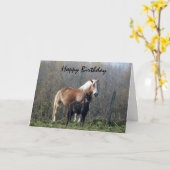 Carte Joyeux Chevaux d'anniversaire (Fleur jaune)
