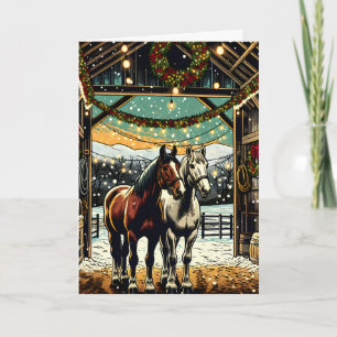 Carte Joyeux Chevaux de Cartoon de Noël