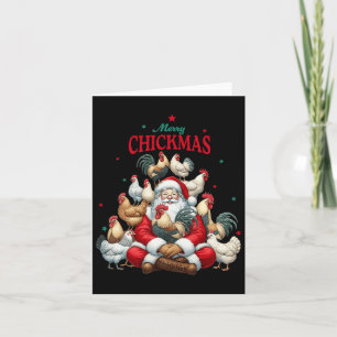 Carte Joyeux Chickmas Cute Père Noël Poulet de Noël Ferm