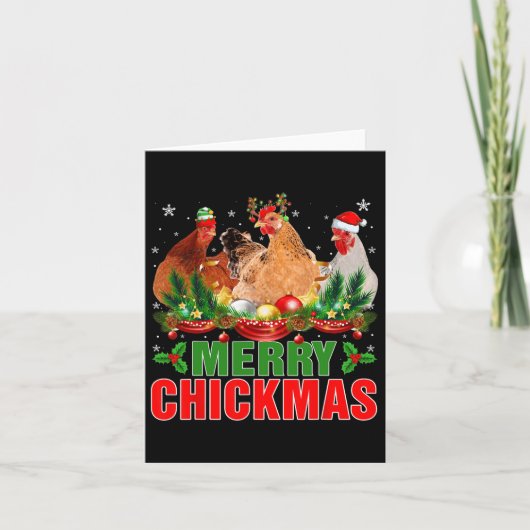 Carte Joyeux Chickmas Poulets Chapeau De Père Noël Agric (Devant)