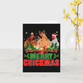 Carte Joyeux Chickmas Poulets Chapeau De Père Noël Agric (Fleur jaune)