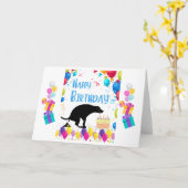 Carte Joyeux chien d'anniversaire (Fleur jaune)