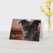 Carte Joyeux chien d'anniversaire (Fleur jaune)