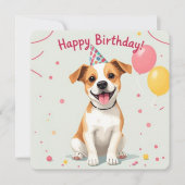 Carte Joyeux chien d'anniversaire avec Casquette de fête (Devant)