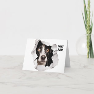 Carte Joyeux Chien d'Anniversaire En Regardant À Travers