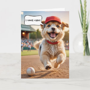 Carte Joyeux chien d'anniversaire portant un Casquette d