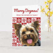 Carte Joyeux Chien de Noël Yorkie Terrier Cute Custom (Fleur jaune)